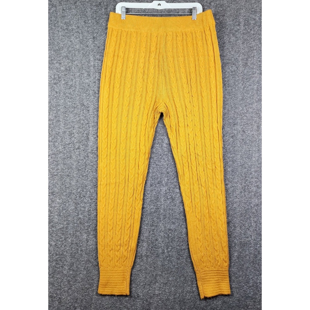 Love 83 Cable Knit Jogger Pants Womens‎ 2XL Mustard Yellow Loungewear 29826X